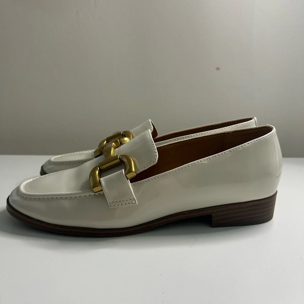 Nine West Women's White Loafers with Gold Accent - Picture 2 of 5